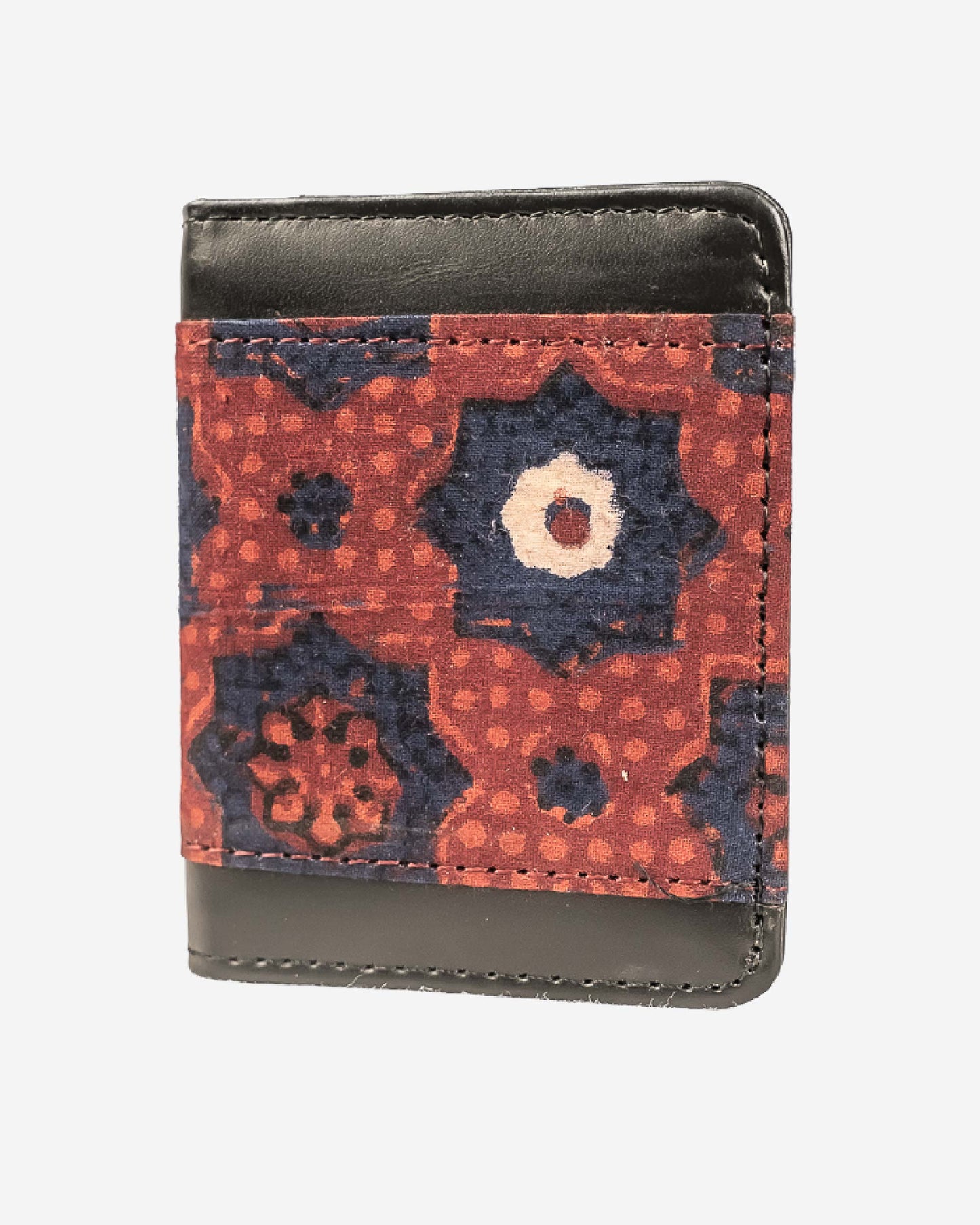 Ajrak Block-Print Leather Card Holder