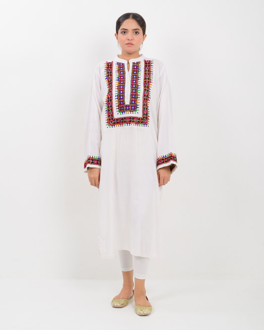 Balochi Embroidered Khadi Shirt SSR-1496