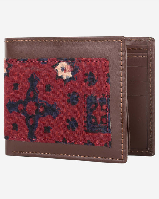 Ajrak Block-Print Leather Wallet SSR-1245