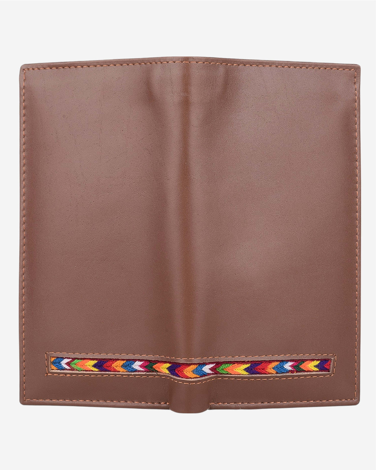 Embroidered Leather Clutch - Brown