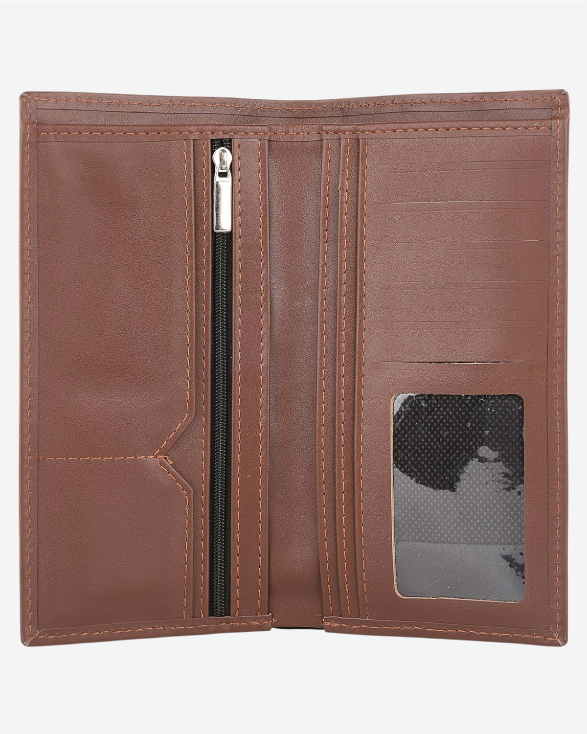 Embroidered Leather Clutch - Brown