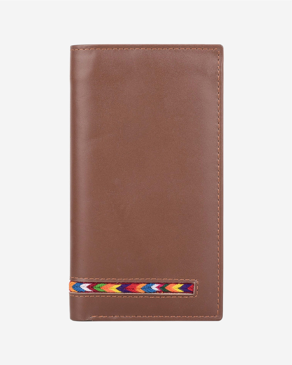 Embroidered Leather Clutch - Brown