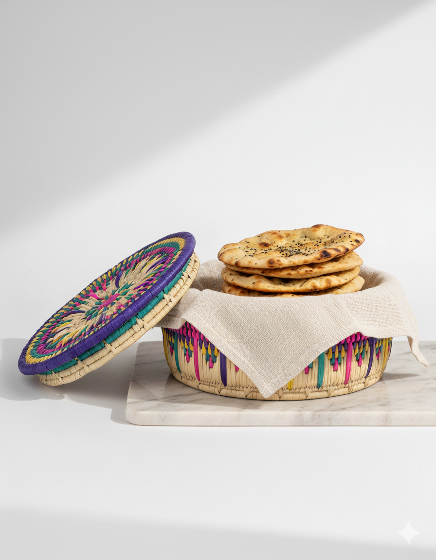 Roti / Bread Basket - Round Multi Color