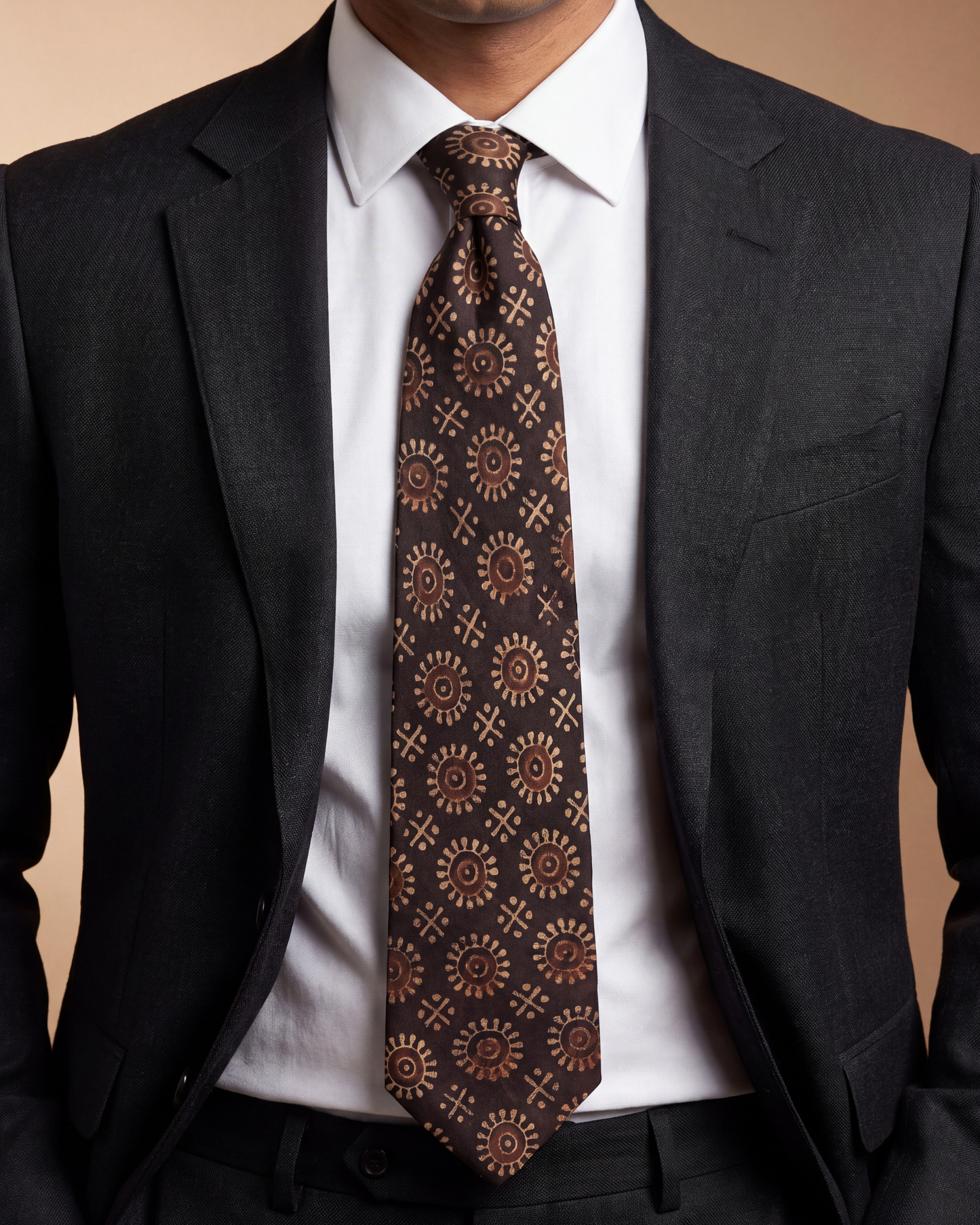 Natural Dye Silk Necktie handcrafted from premium silk featuring traditional artisan-inspired patterns for formal and business wear.