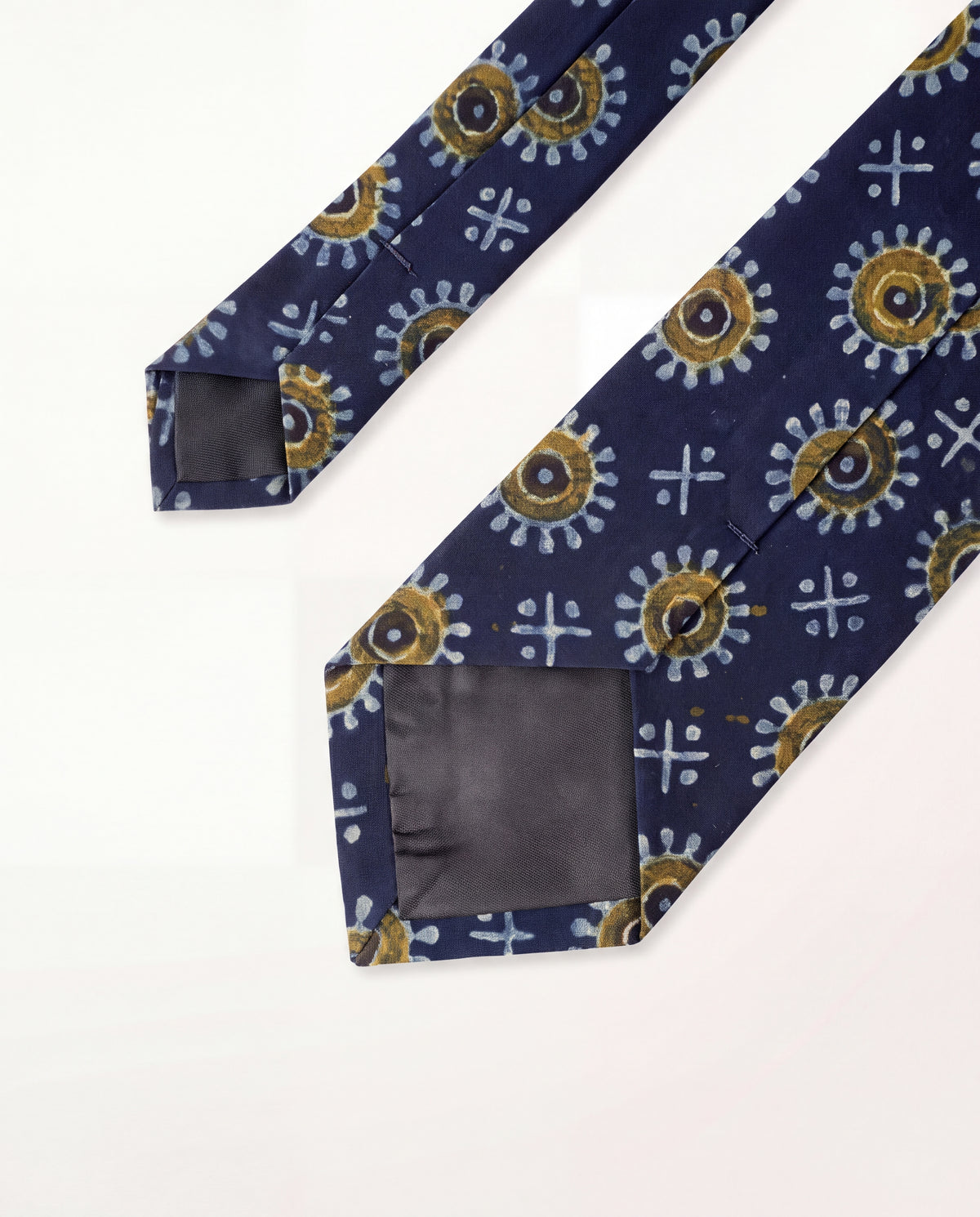 Natural Dye Silk Neck Tie Indigo Sun