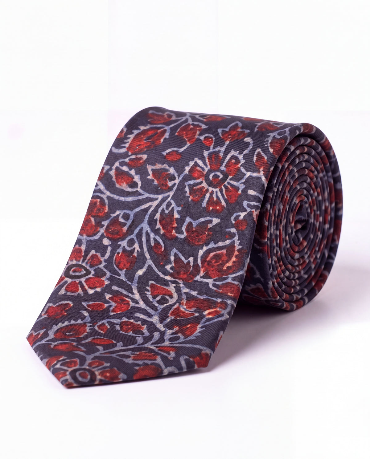 Natural Dye Silk Neck Tie Ruby Bloom