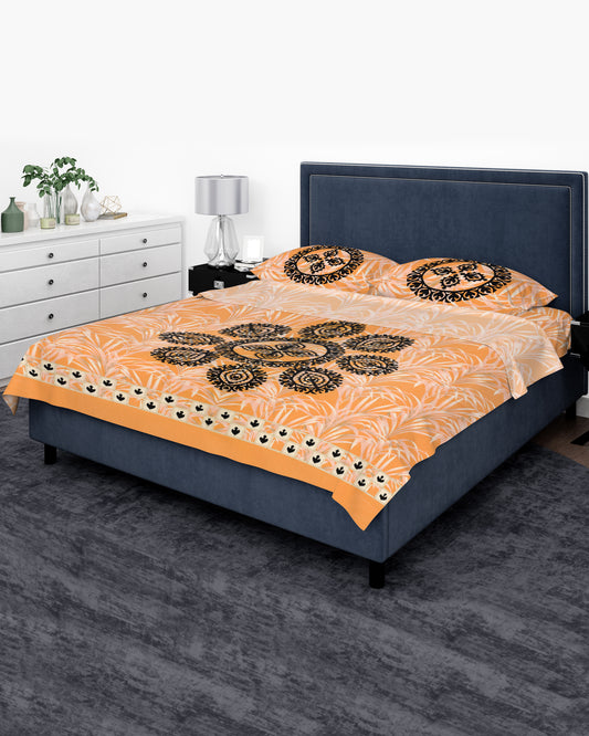 Black - Applique Bedsheet + 2 Pillow Covers SSR-1579