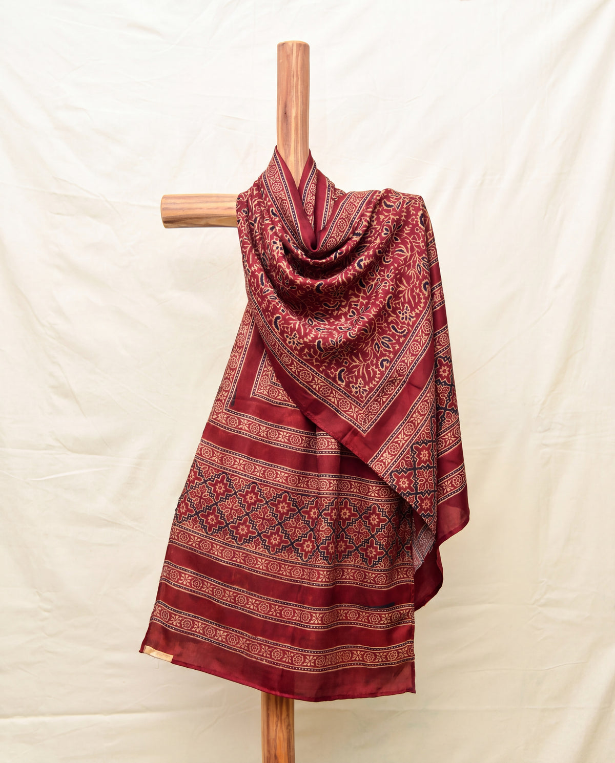 Silk Stole Hand Block Printed