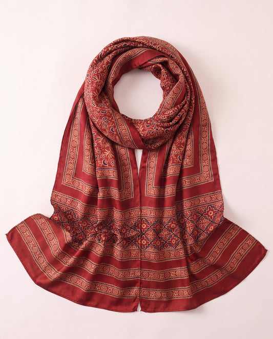Silk Stole Hand Block Printed