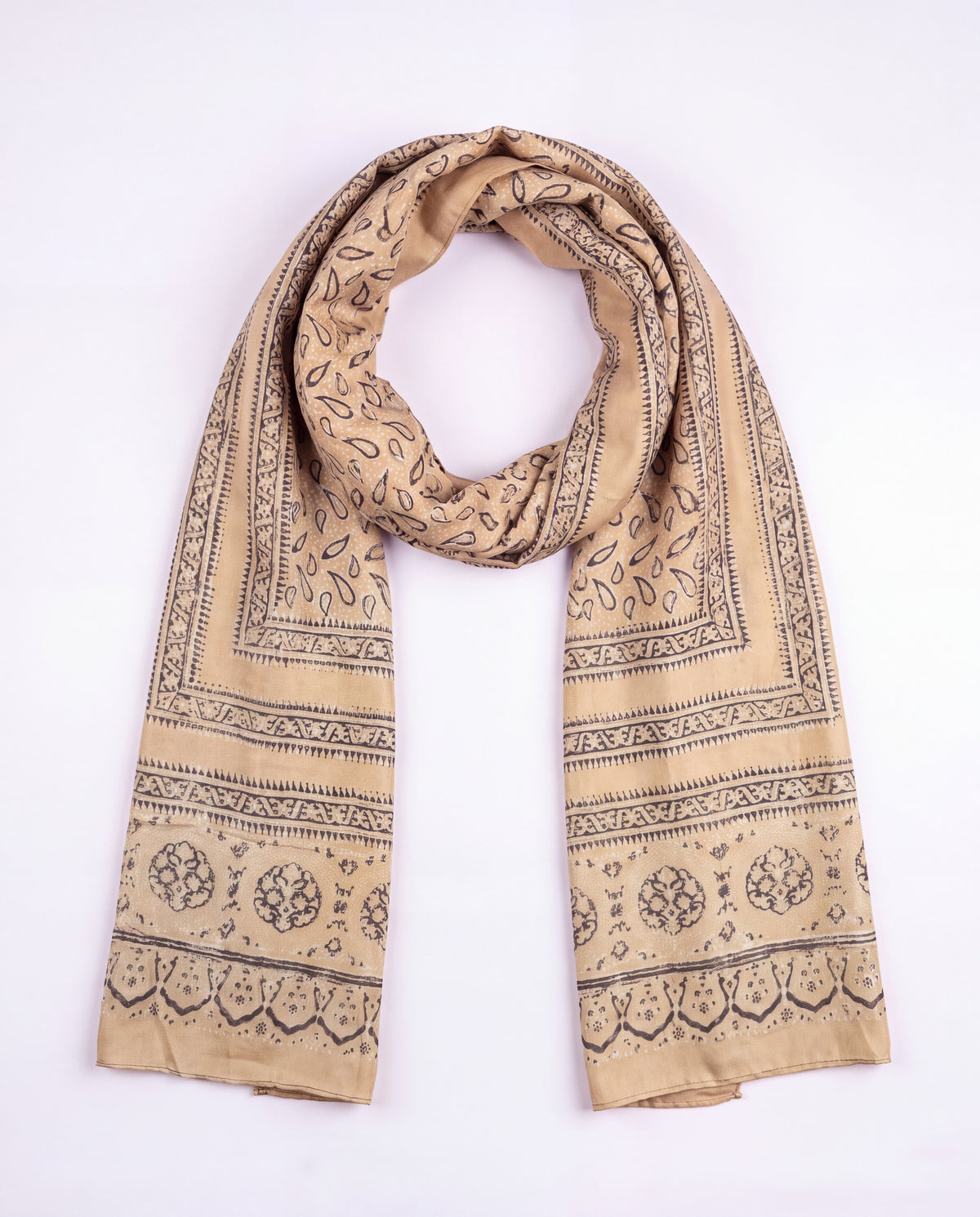 Silk Stole Hand Block Printed
