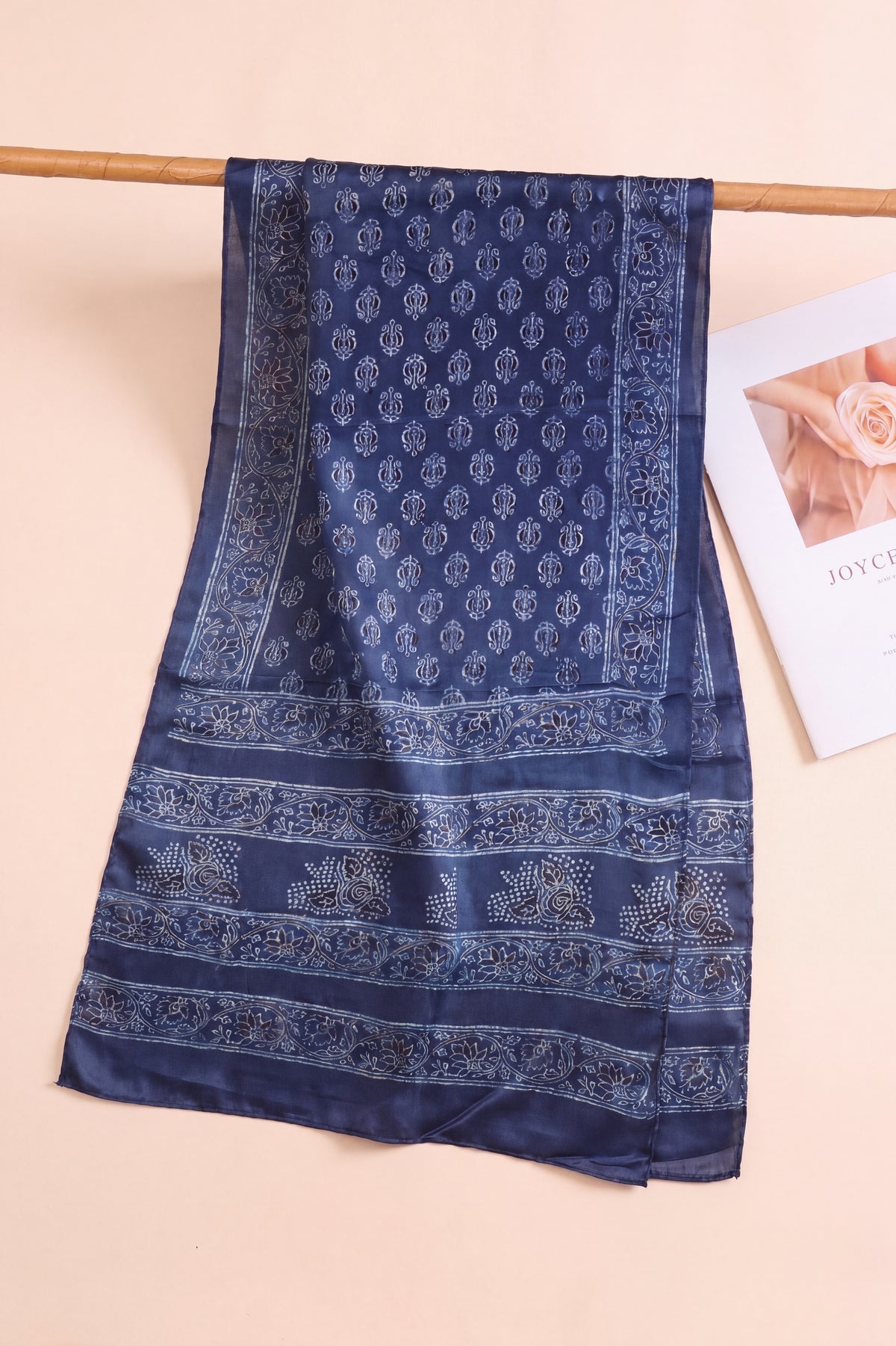 Silk Stole Hand Block Printed