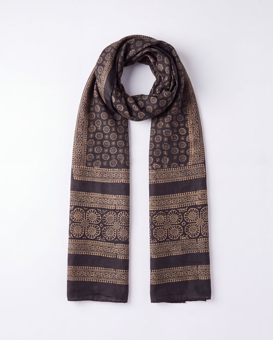Silk Stole Hand Block Printed