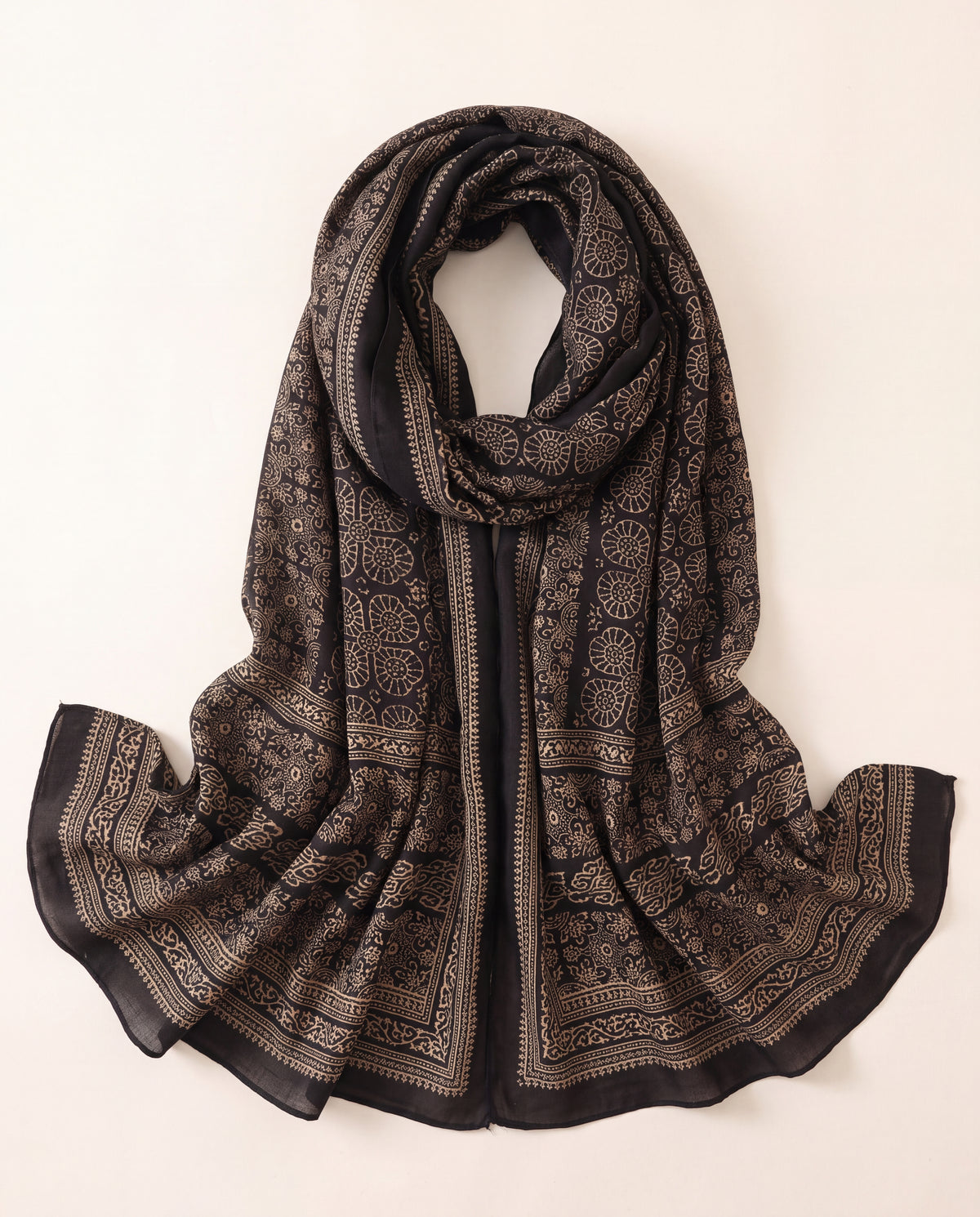 Silk Stole Hand Block Printed