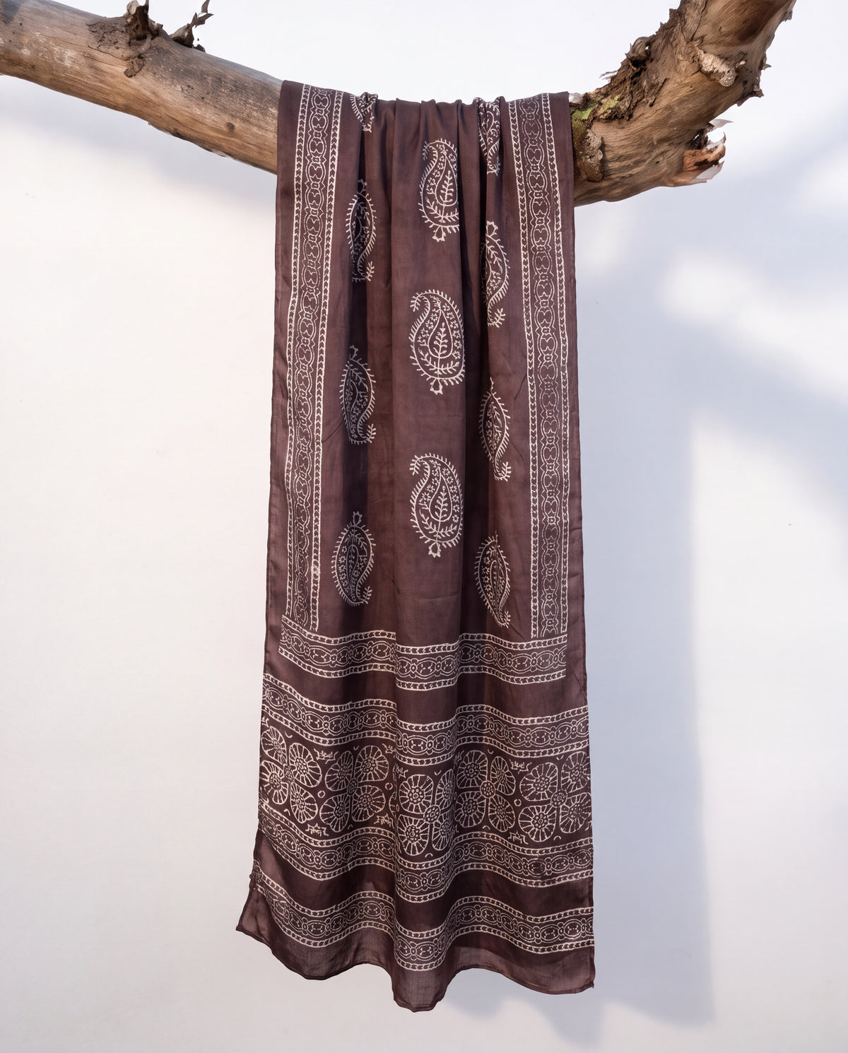 Silk Stole Hand Block Printed