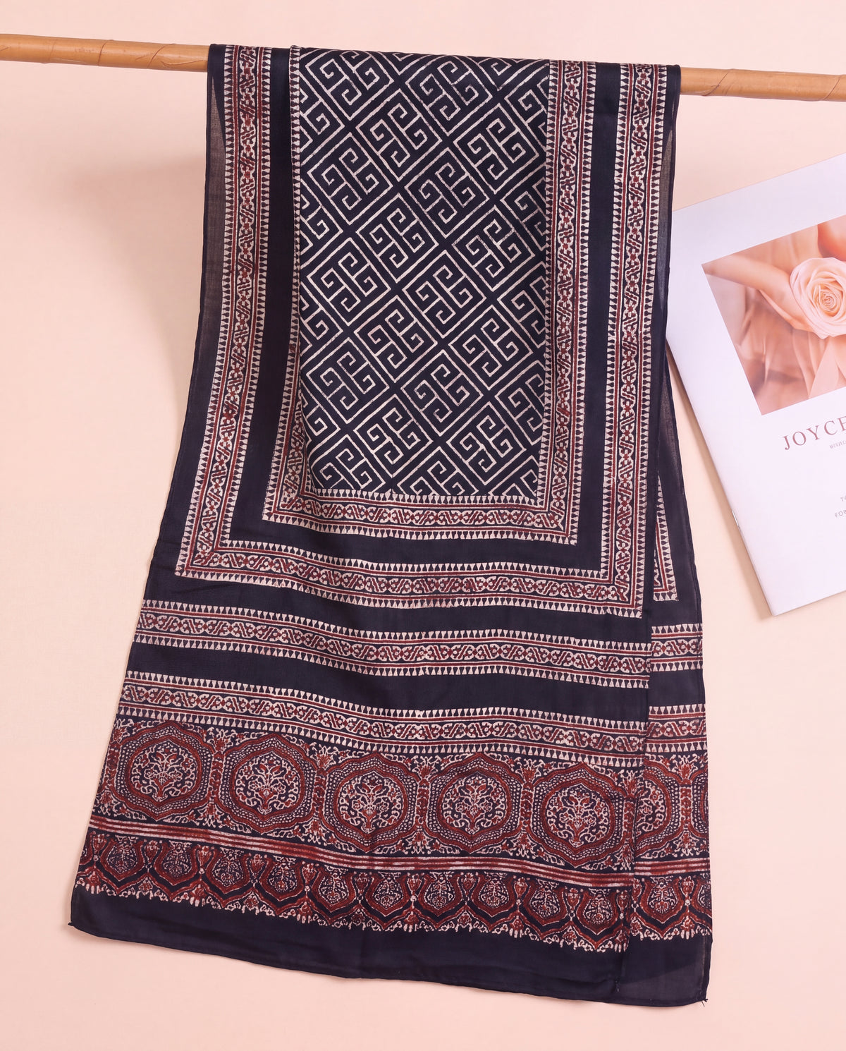 Silk Stole Hand Block Printed