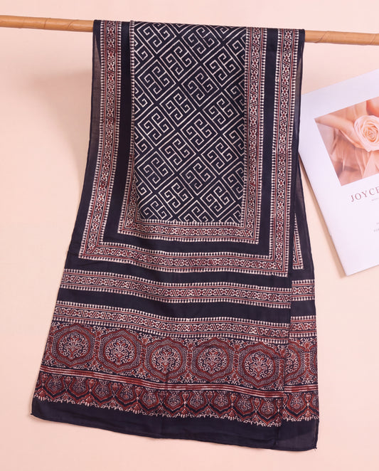 Silk Stole Hand Block Printed