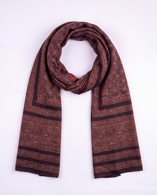 Silk Stole Hand Block Printed