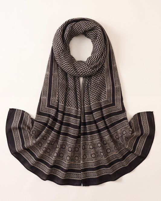 Silk Stole Hand Block Printed