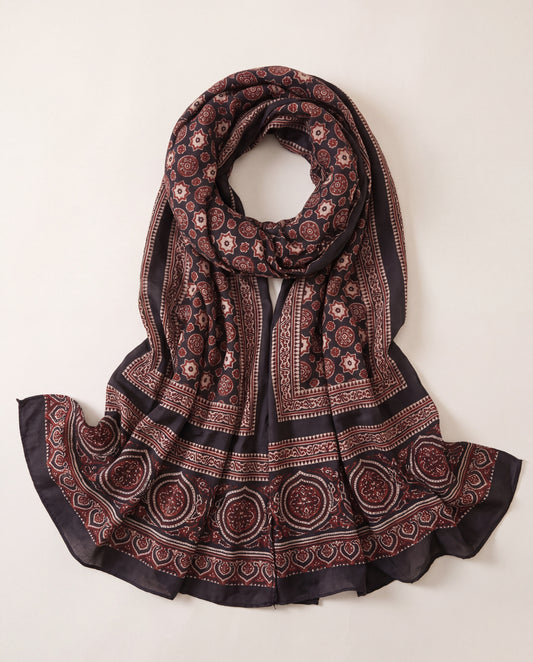 Silk Stole Hand Block Printed