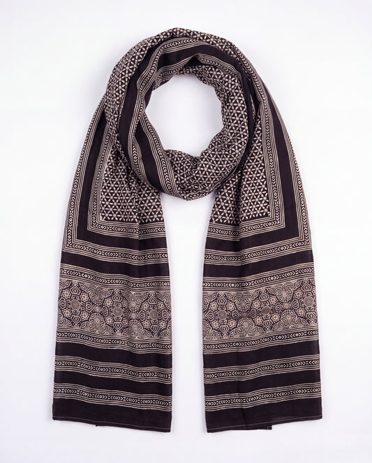 Silk Stole Hand Block Printed