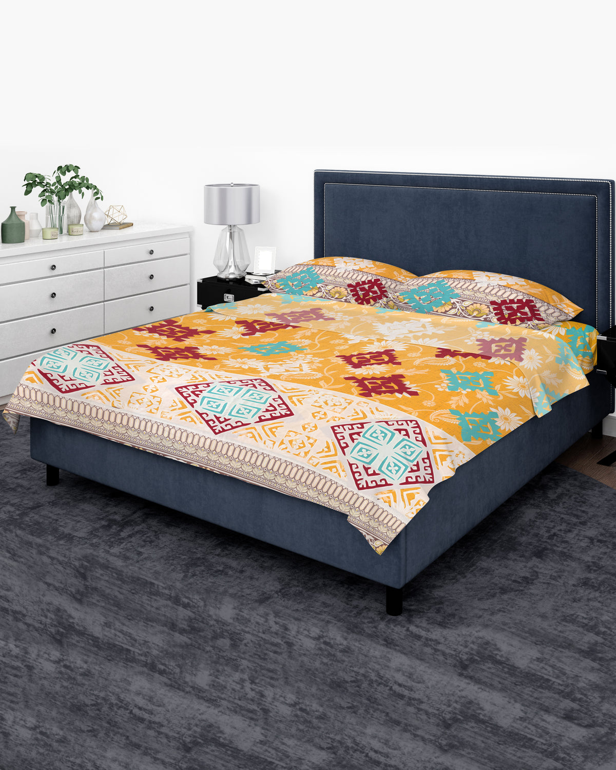 Applique Bedsheet + 2 Pillow Covers