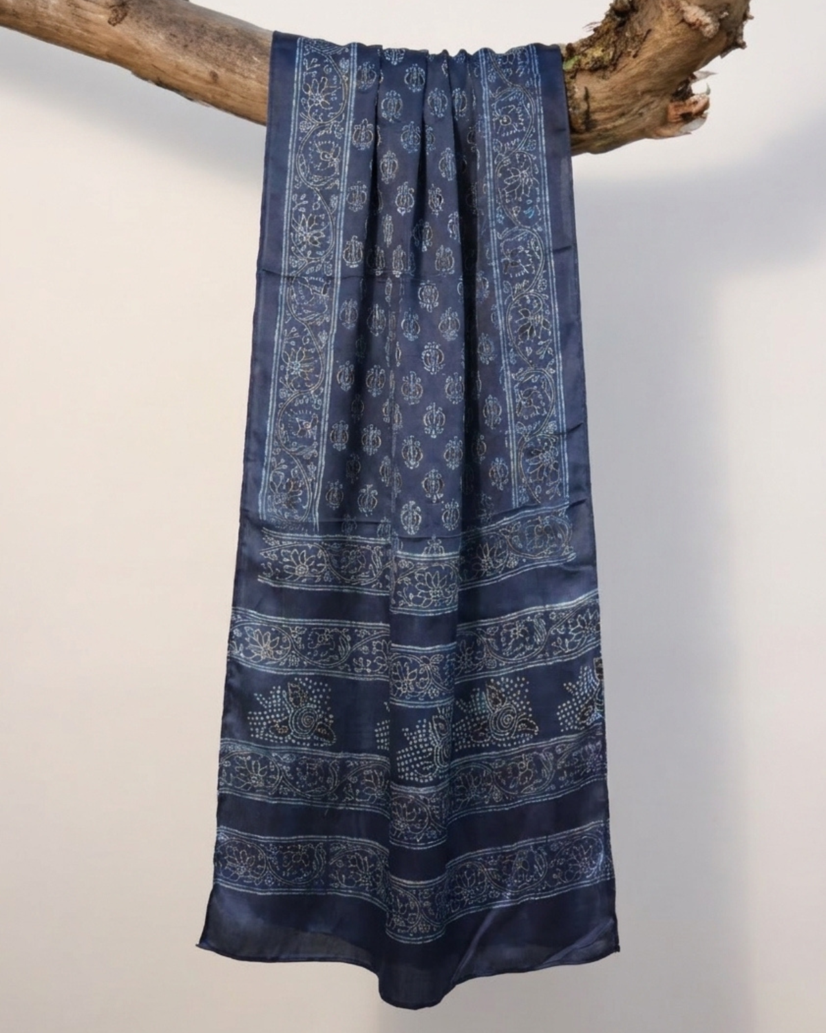 Silk Stole Hand Block Printed