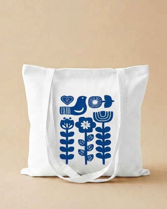 Floral & Bird Tote Bag