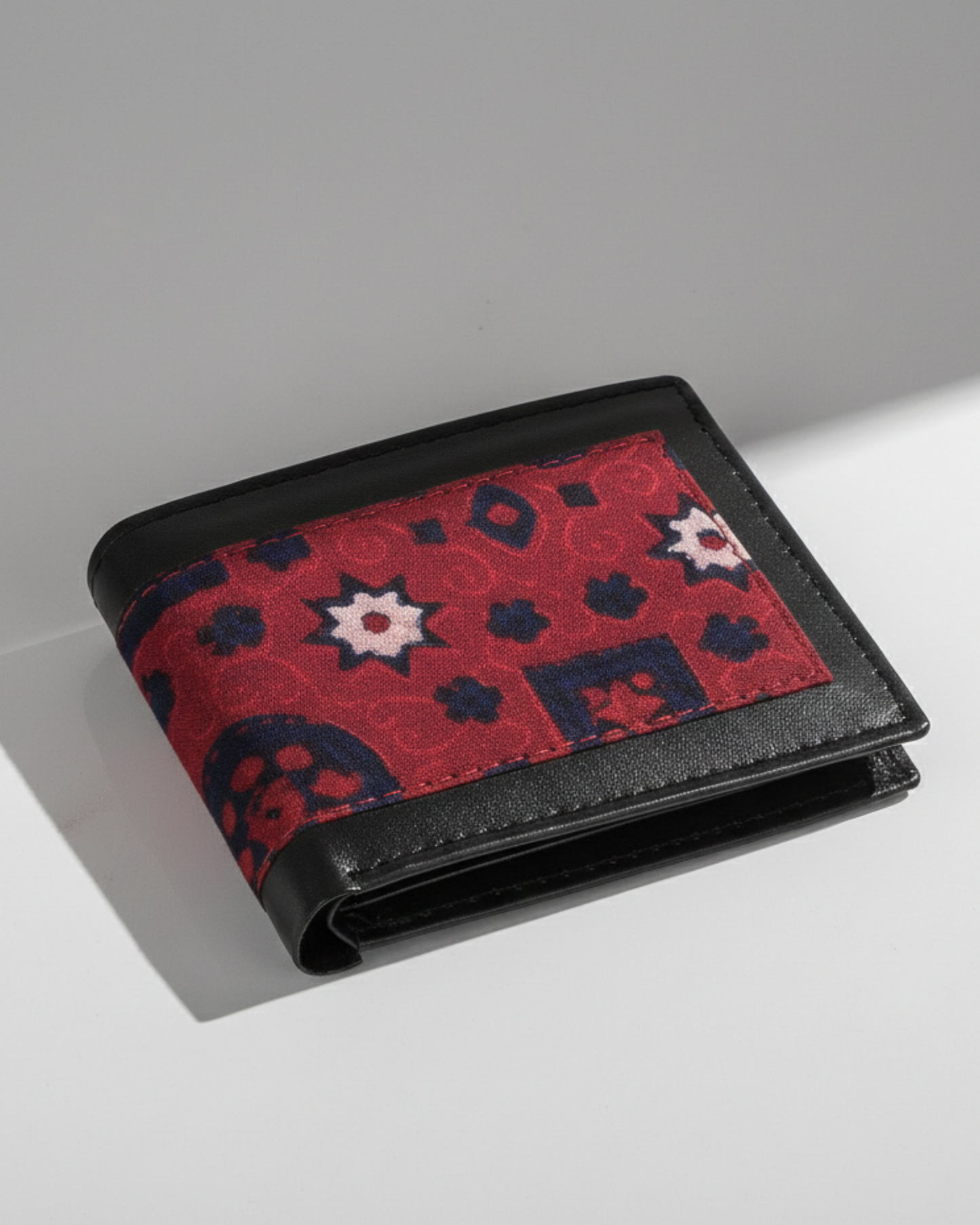 Ajrak Block-Print Leather Wallet