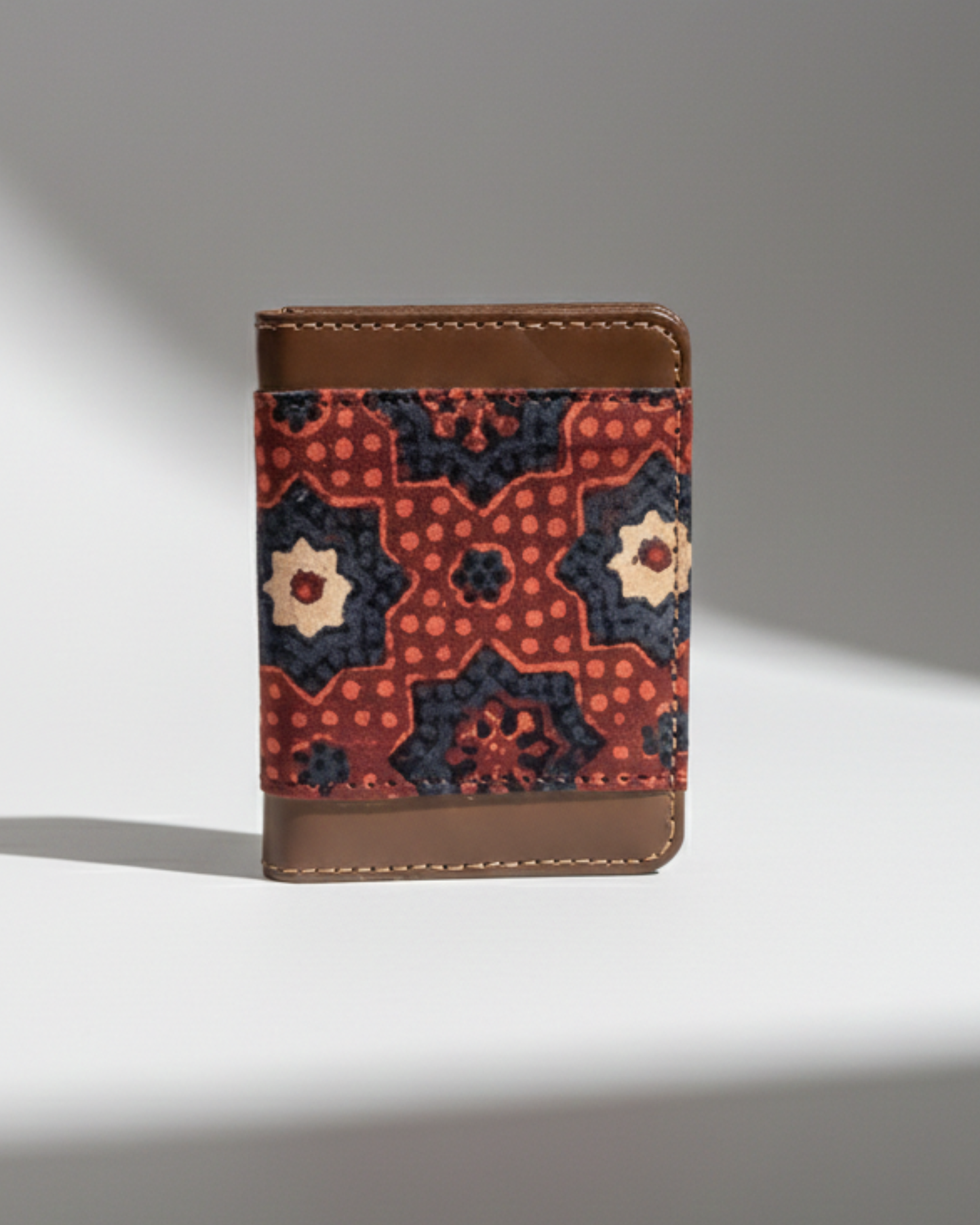 Ajrak Block-Print Leather Card Holder