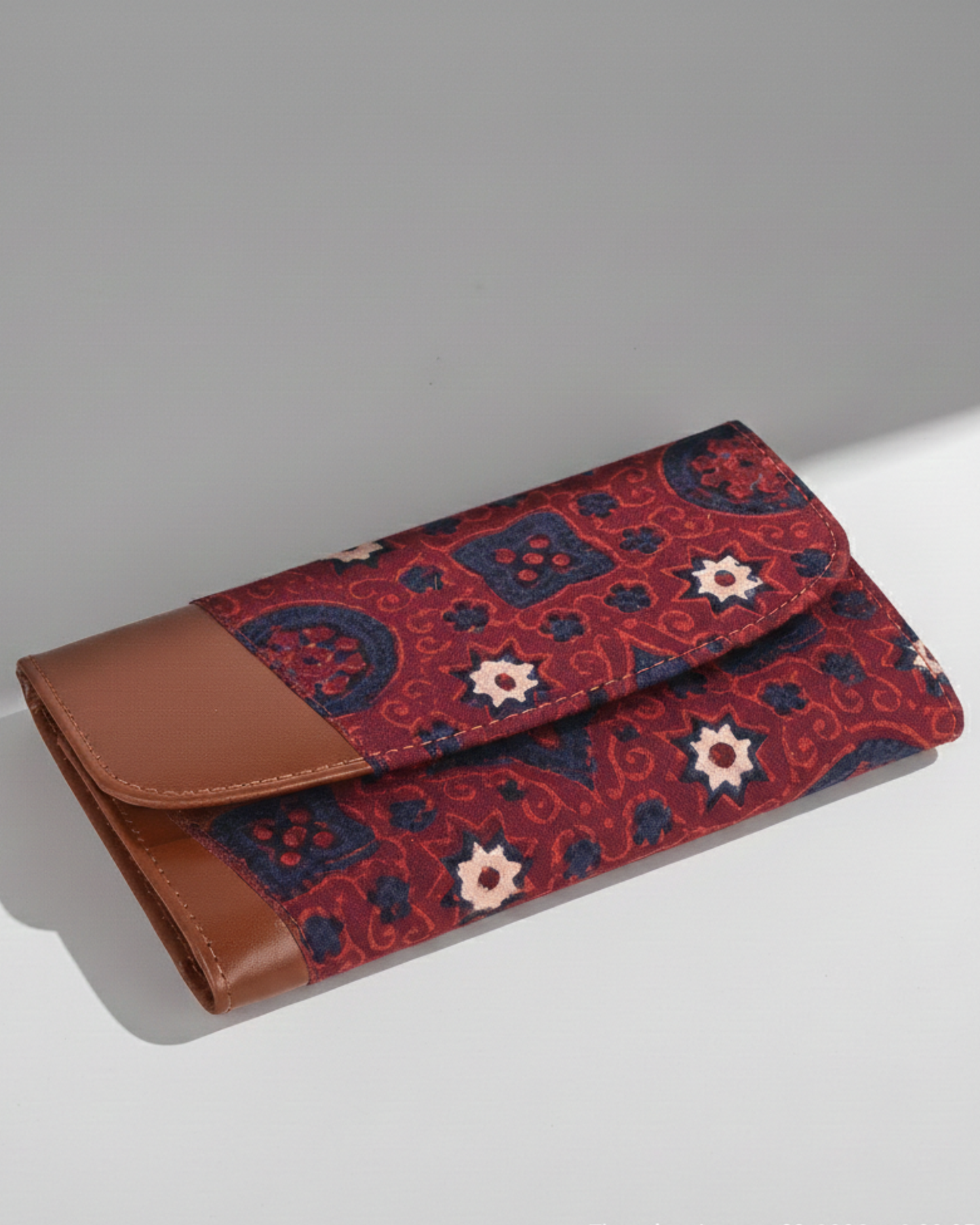 Ajrak-Block Print Leather Clutch