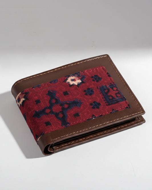 Ajrak Block-Print Leather Wallet