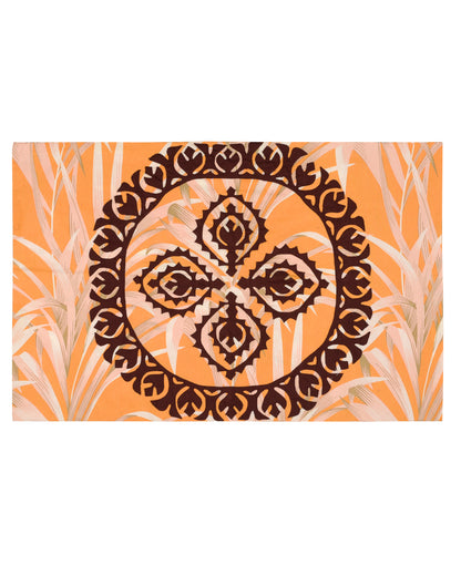 Brown - Applique Bedsheet + 2 Pillow Covers SSR-1579