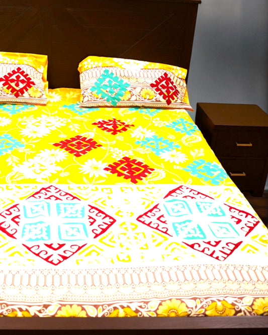 APPLIQUE BED SHEET + 2 PILLOWS