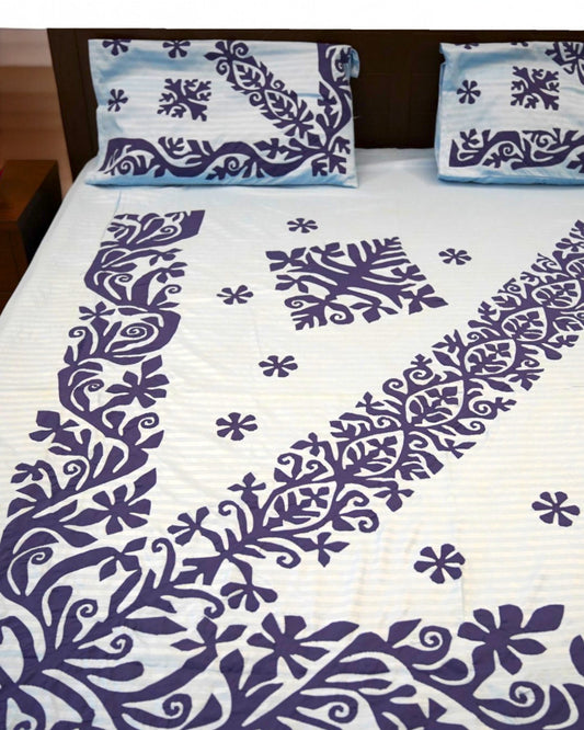 APPLIQUE BED SHEET + 2 PILLOWS