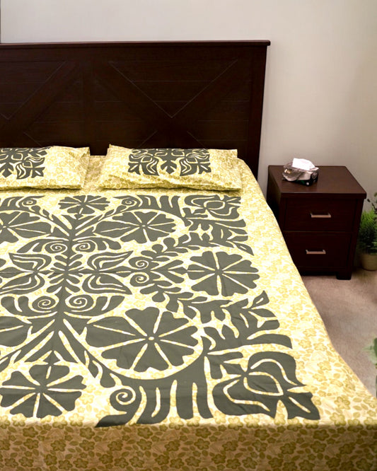 APPLIQUE BED SHEET + 2 PILLOWS