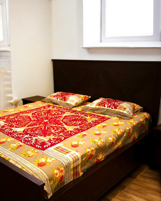 APPLIQUE BED SHEET + 2 PILLOWS