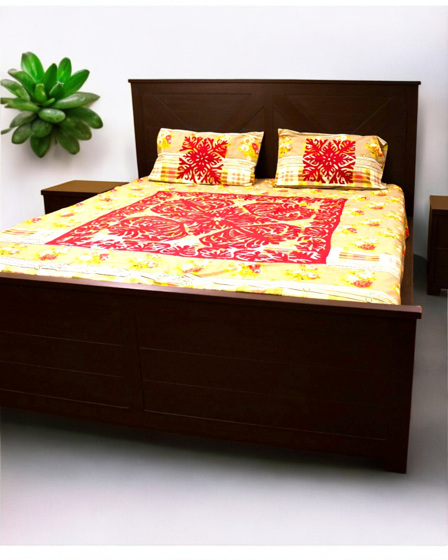 APPLIQUE BED SHEET + 2 PILLOWS