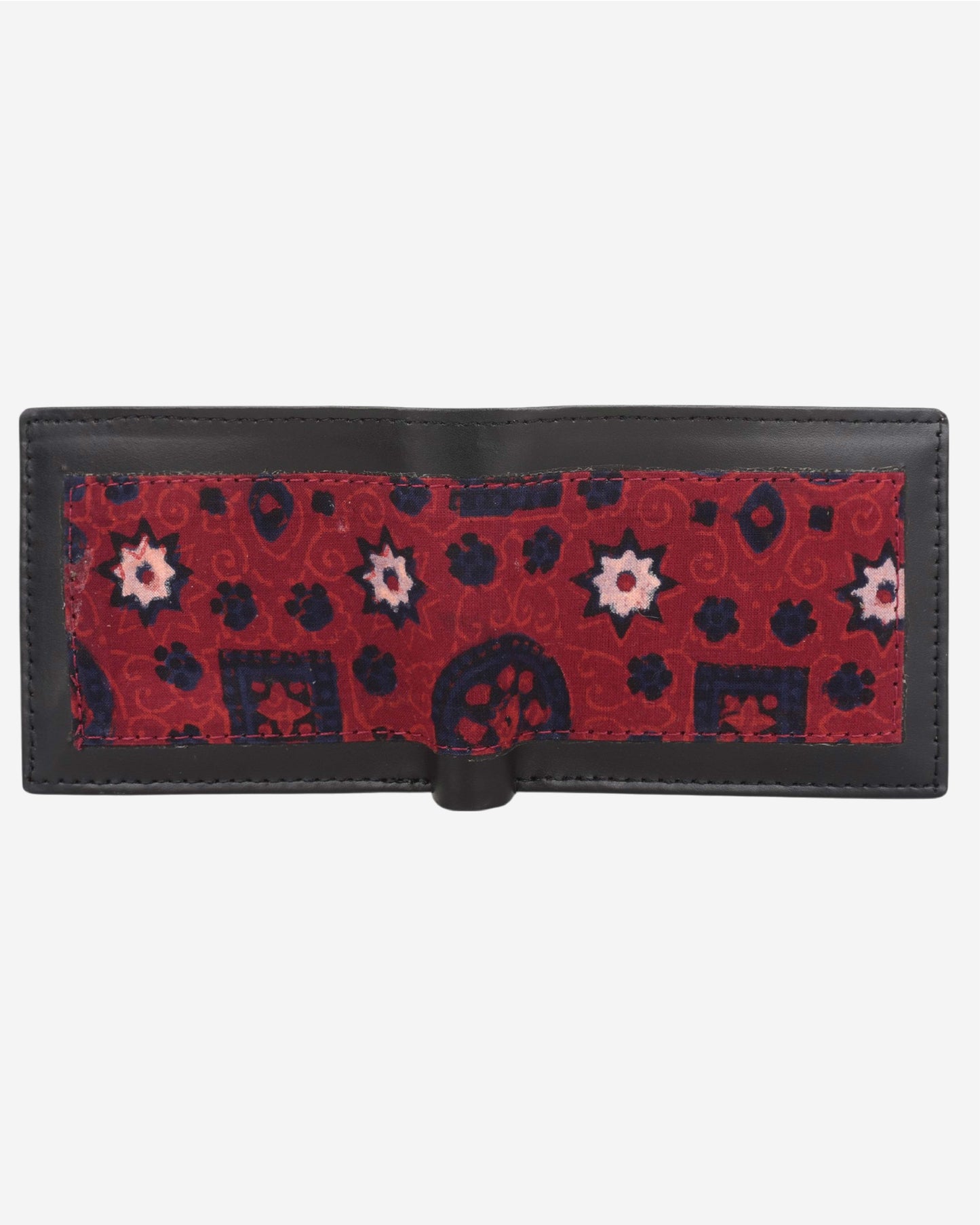 Ajrak Block-Print Leather Wallet - Black