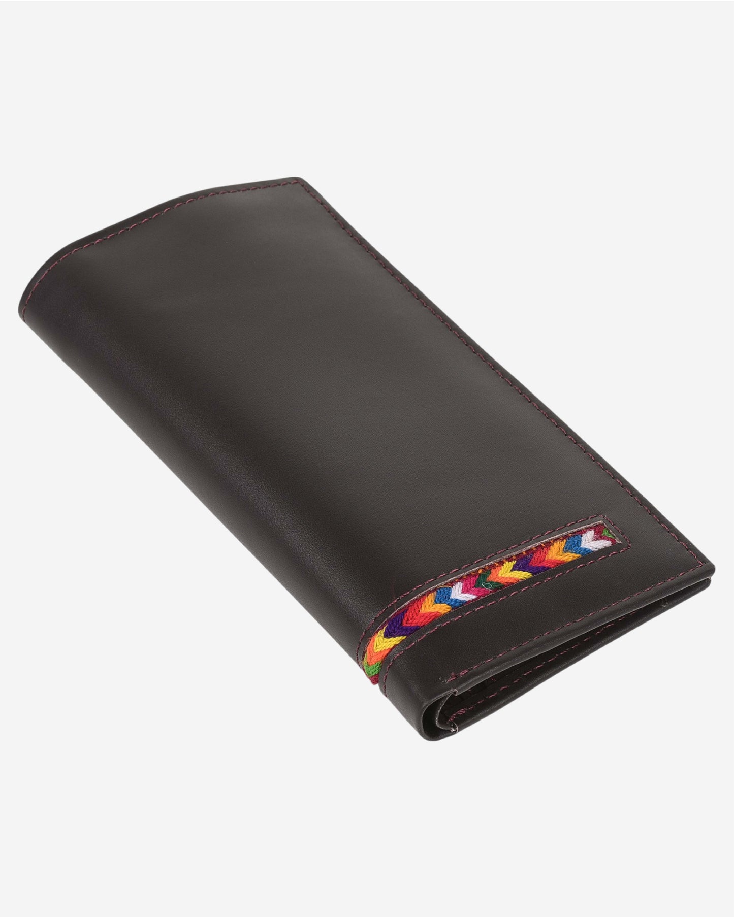 Embroidered Leather Clutch - Black