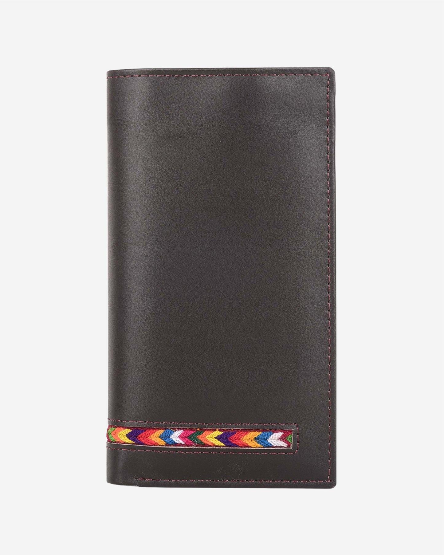 Embroidered Leather Clutch - Black