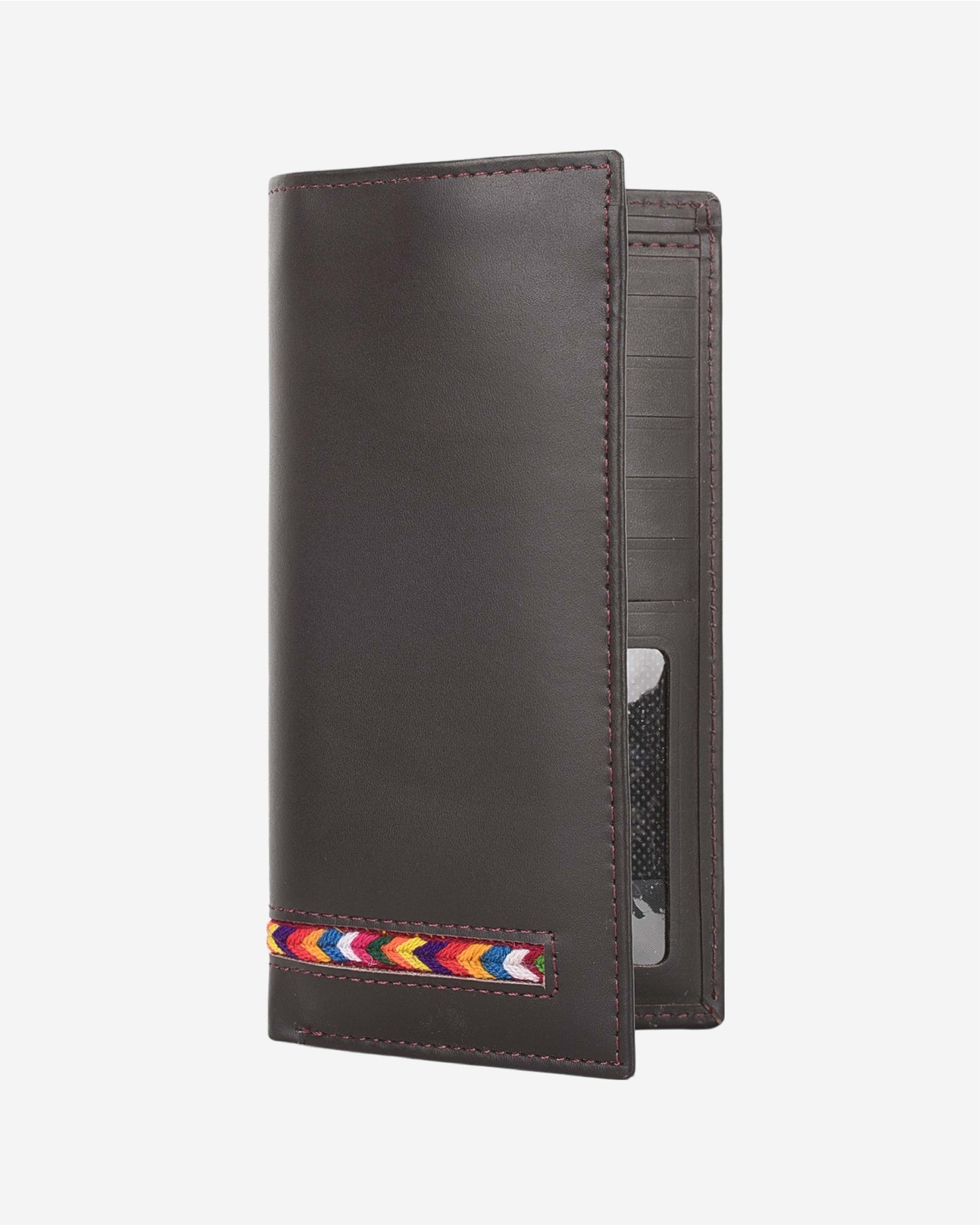 Embroidered Leather Clutch - Black