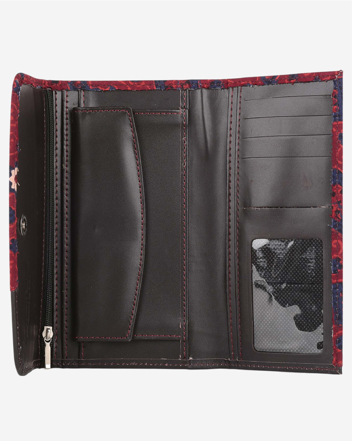 Ajrak-Block Print Leather Clutch -Black