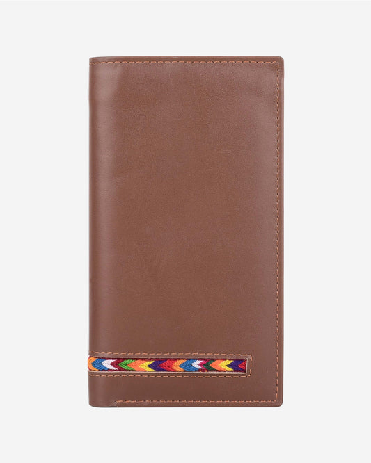 Embroidered Leather Clutch - Brown