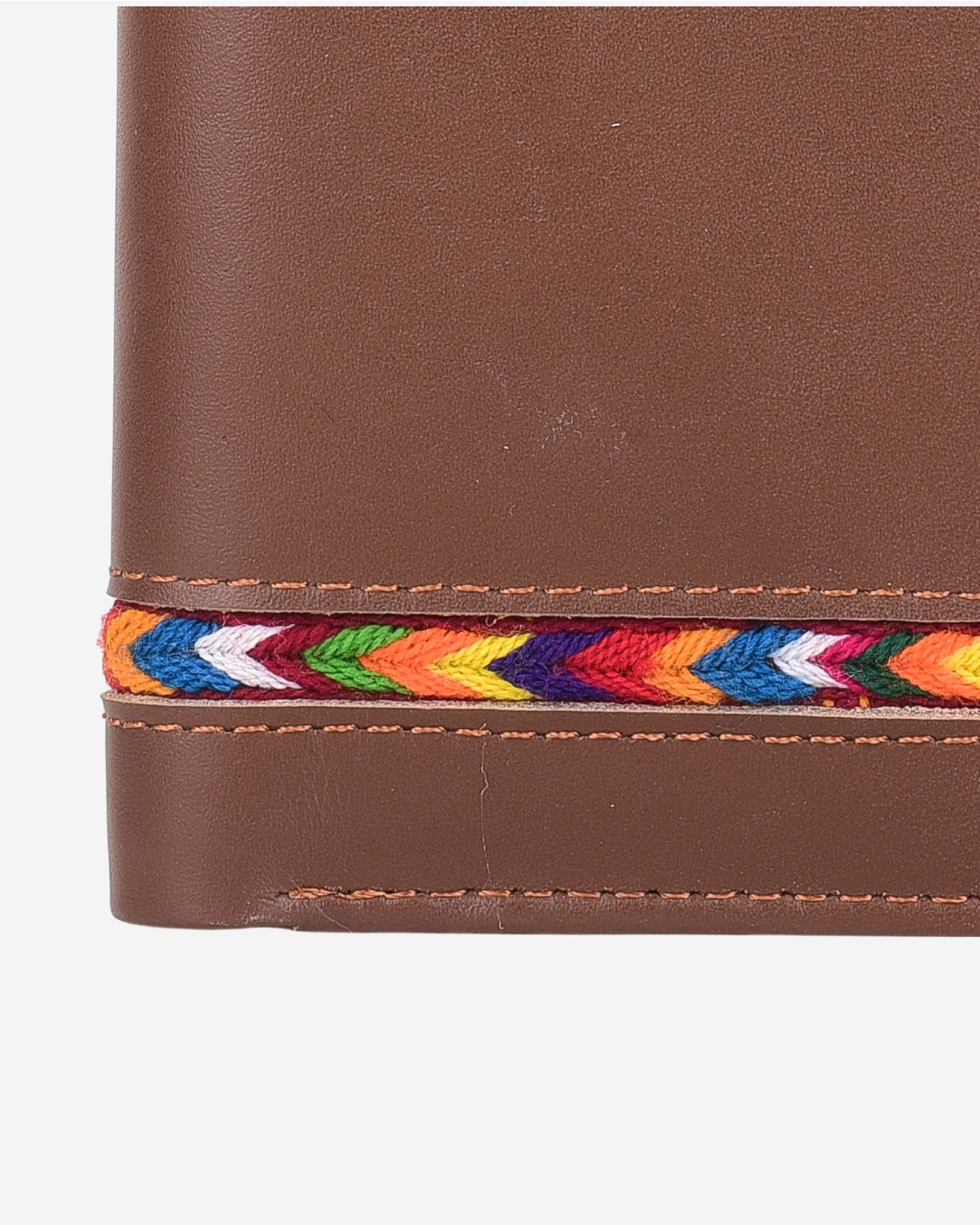 Embroidered Leather Clutch - Brown