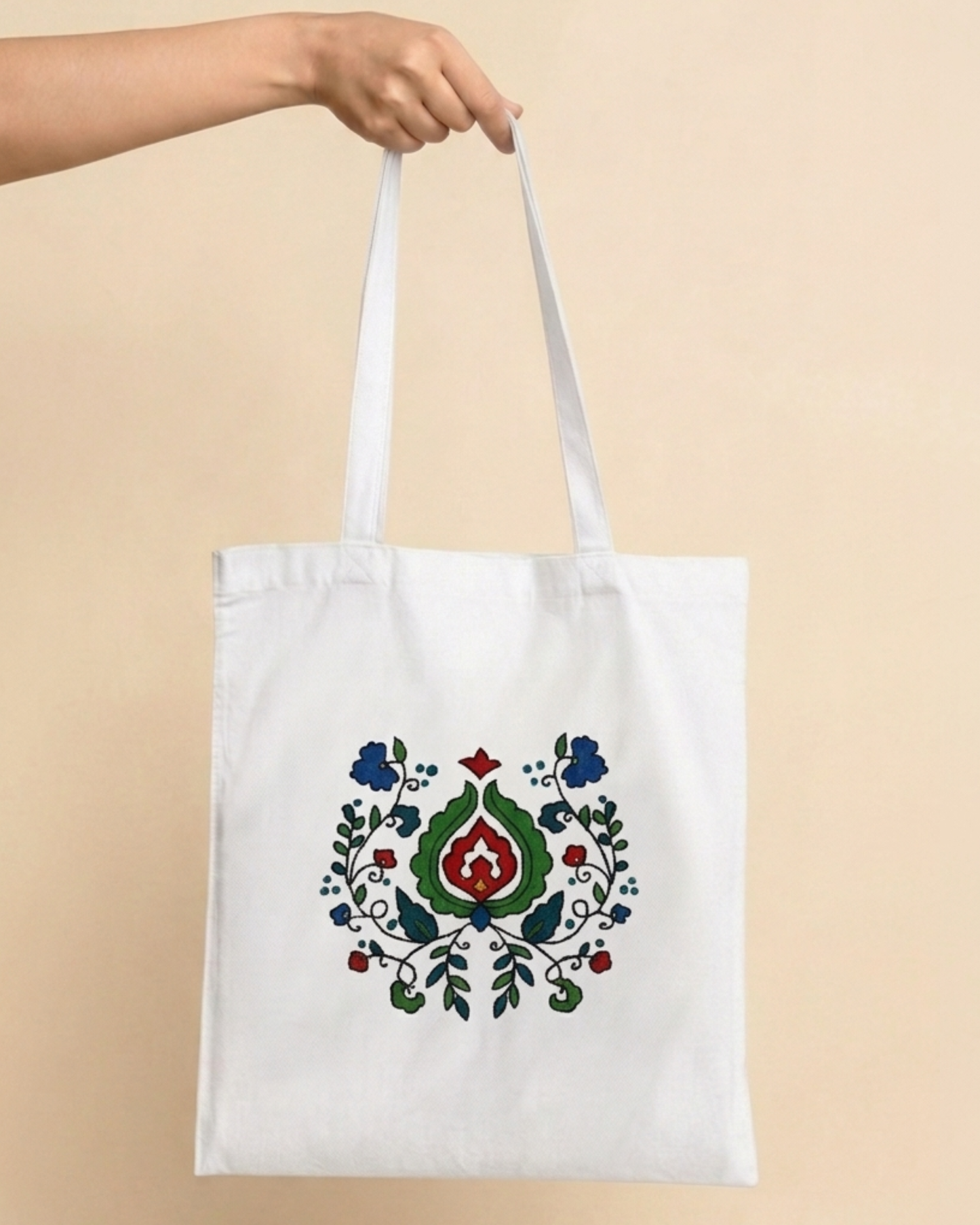 Folk Bloom Tote Bag