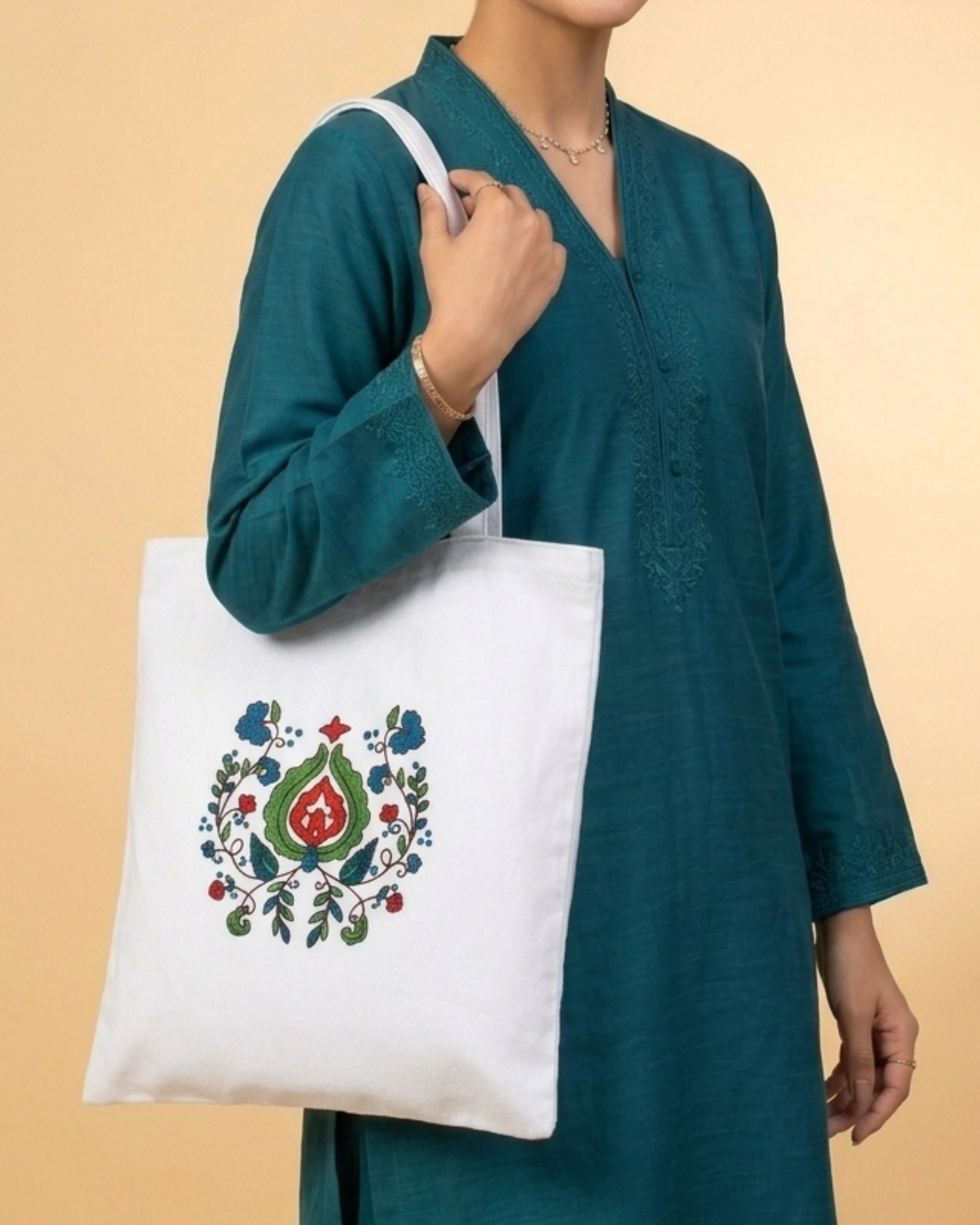 Folk Bloom Tote Bag
