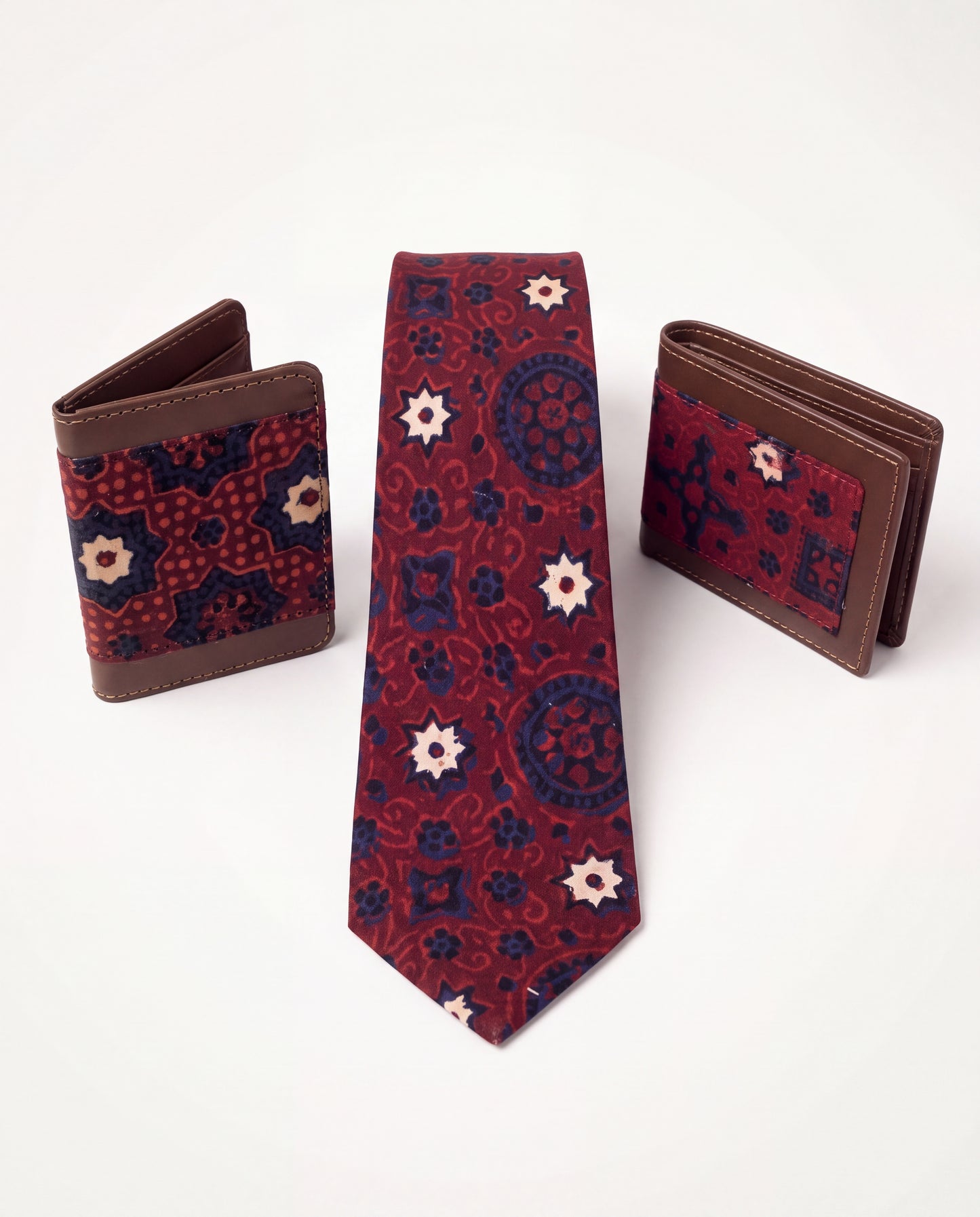 Exclusive Ajrak Gift Pack (Necktie + Wallet + Cardholder)