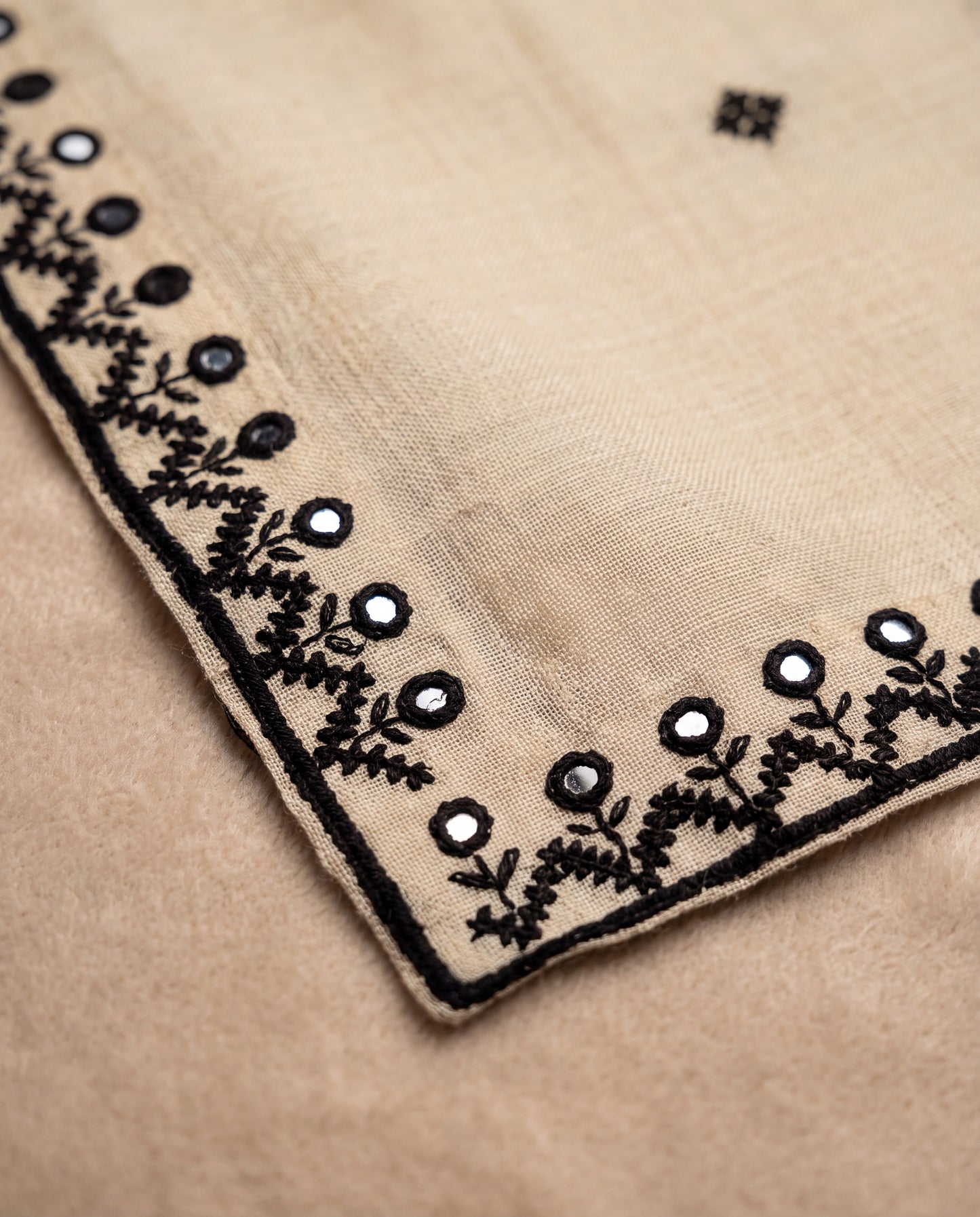 Ivory Hurmich Hand Embroidered Wool Shawl