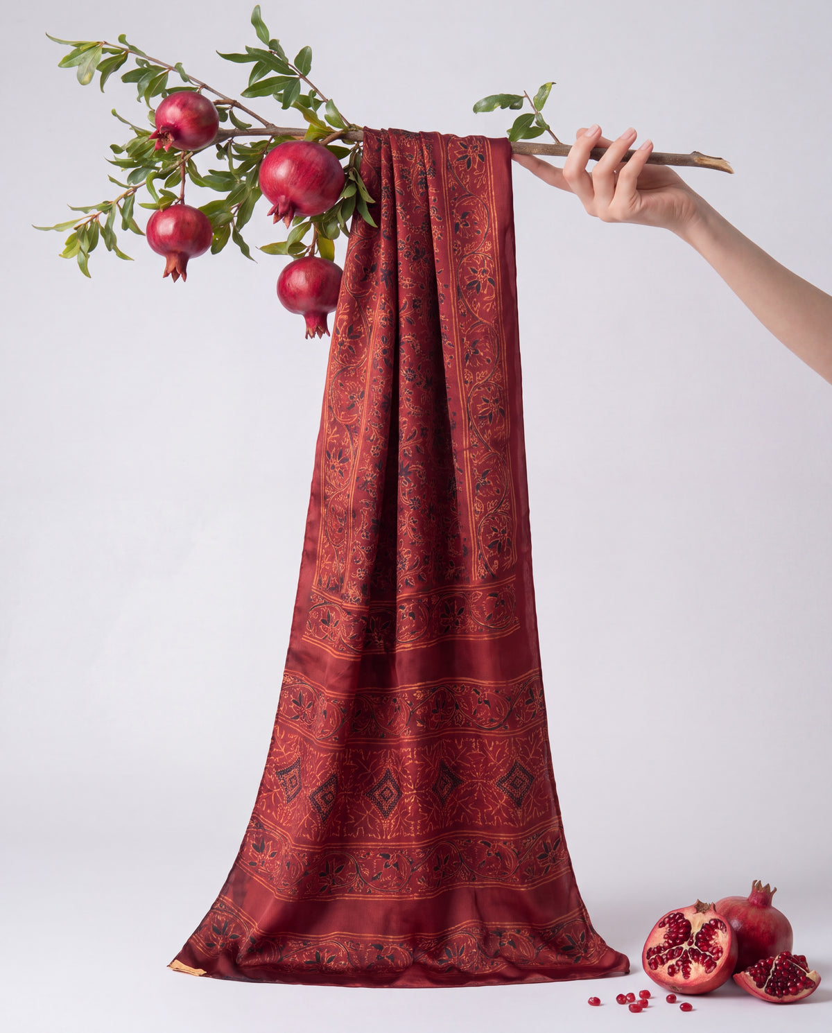 Silk Stole Hand Block Printed
