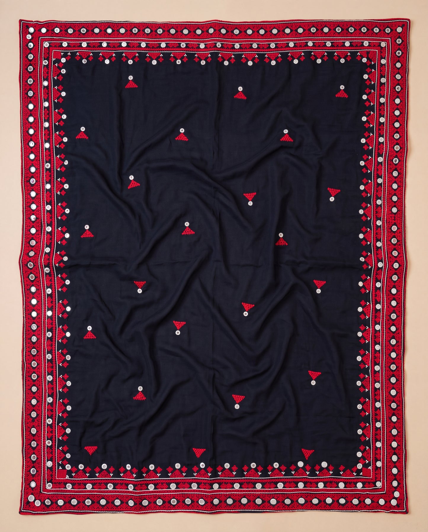 Black Hurmich Hand Embroidered Swiss Lawn Shawl
